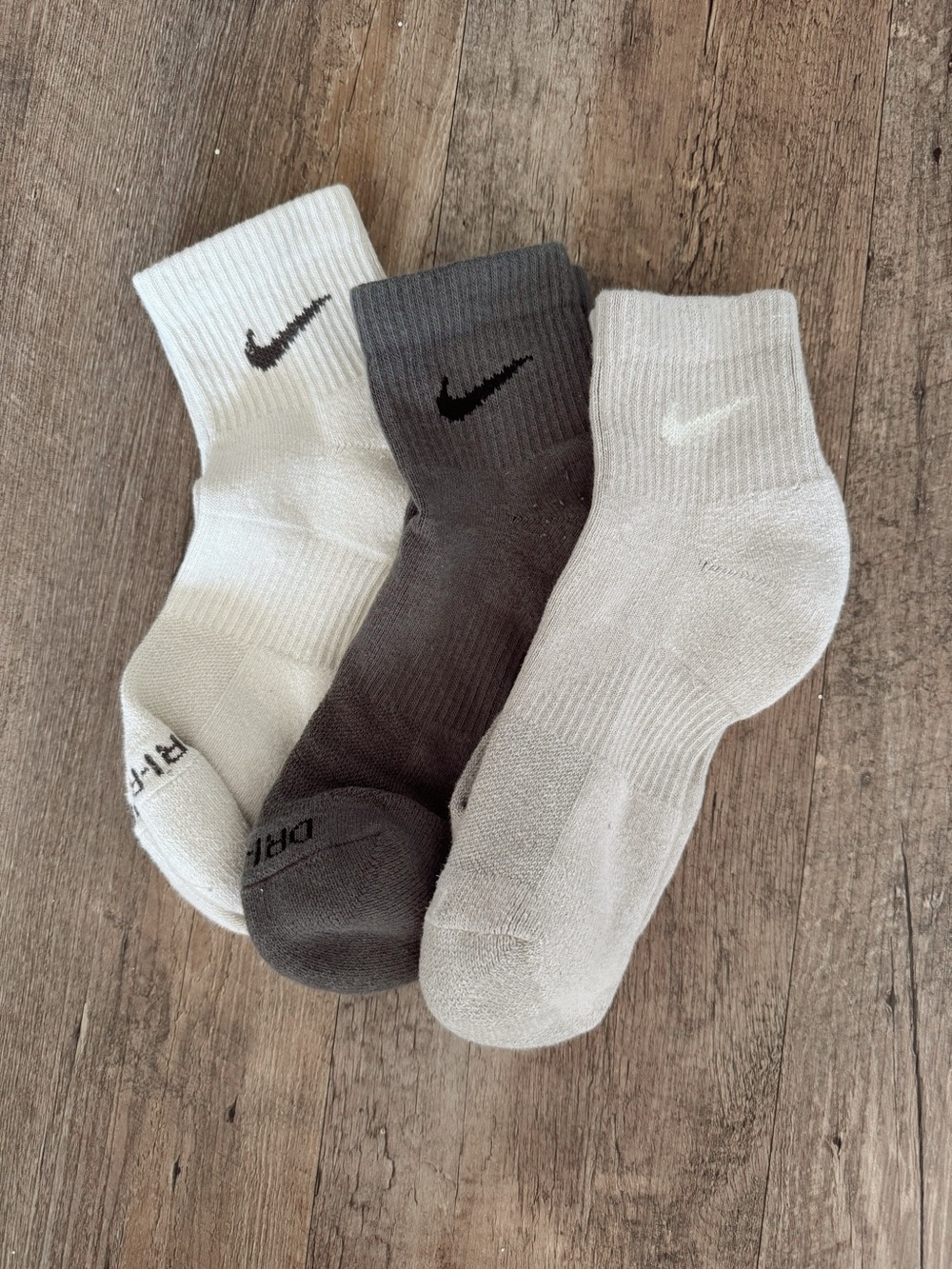 Nike Dri-Fit Crew Athletic Socks - White, Black, Gray (3-Pack)